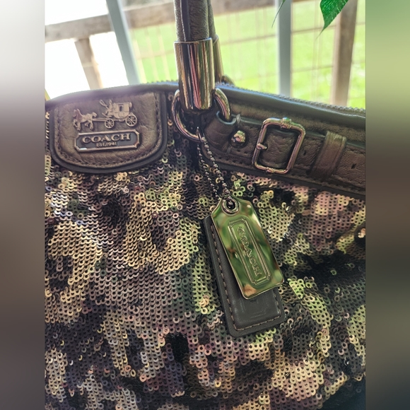 Coach Madison Sophia Ocelot Sequin Satchel Crossbody Mini (18638) RARE! - Picture 11 of 16